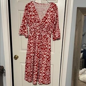 Red and White Patterned Dress